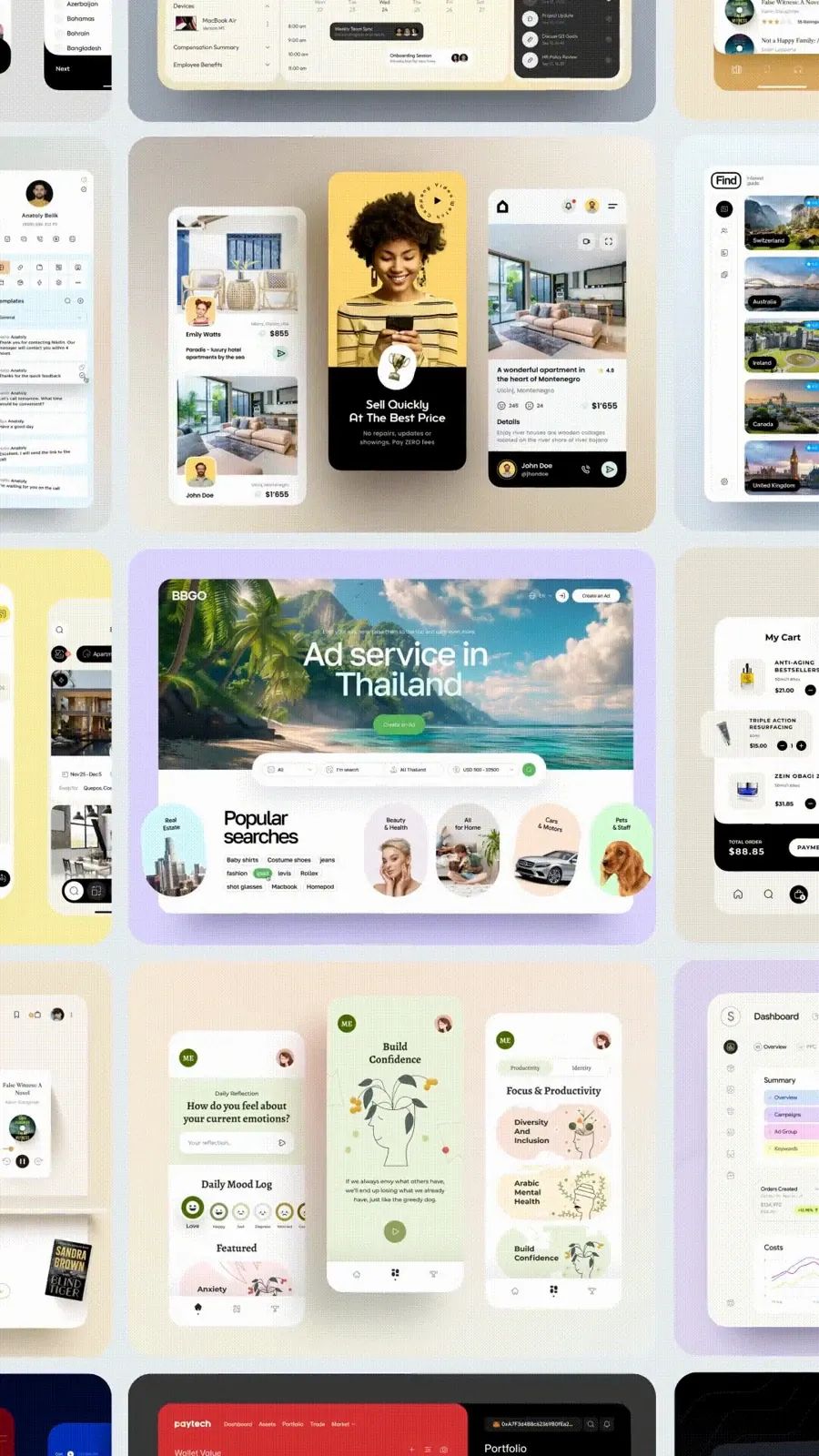A selection of website and product designs